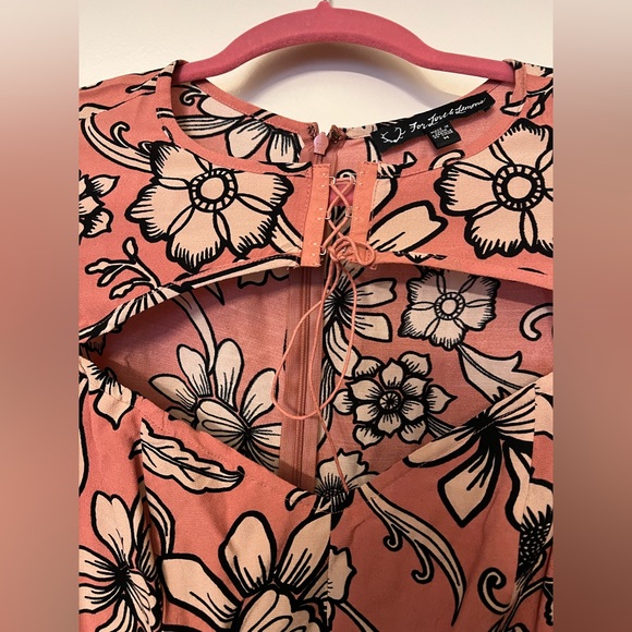 SOLD For Love & Lemons Ayla Laced Up Dress in Pink Floral - Picture 11 of 14